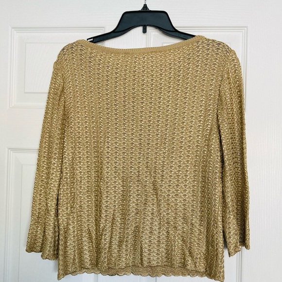 St. John gold chain look sweater Holidays Sz. 6 - Picture 5 of 5